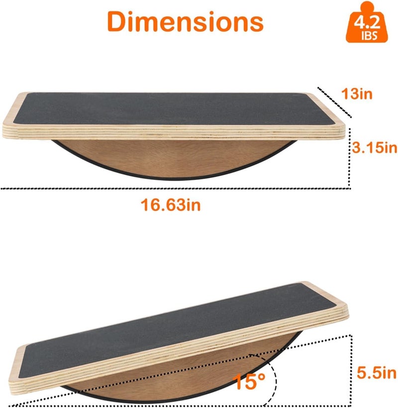 Juoe Balance Board Wobble Board for Adults and Kids - Anti-Slip 350LBS Balance Board for Physical Therapy,Balance Training,Posture Correction,Standing Desk Core Strength Wooden Balance Rocker Board - Image 2